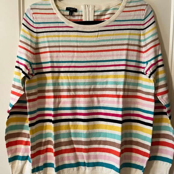 Talbots NWT Sweater Ivory with Rainbow Stripe Long Sleeve Size 1X - Picture 1 of 5